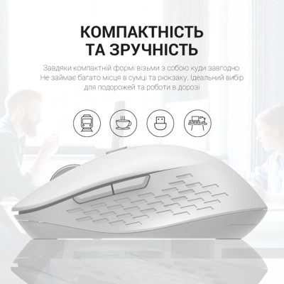 Мышка OfficePro M230W Silent Click Wireless/Bluetooth White (M230W) Винница - изображение 5
