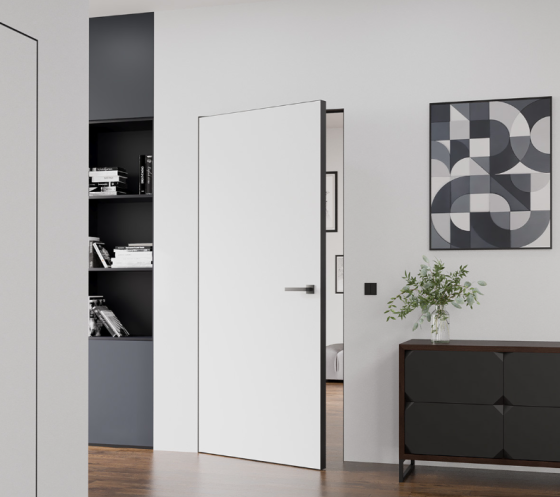 Межкомнатные двери скрытого монтажа Abwehr Smart Invisible Outside Кромка алюминий черный 820х2005 мм Киев