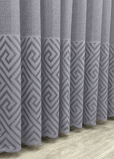 Тюль VR-Textil 1995т Жаккард Ромб Меандр Серый 400х270 см (42-1043) Киев - изображение 8
