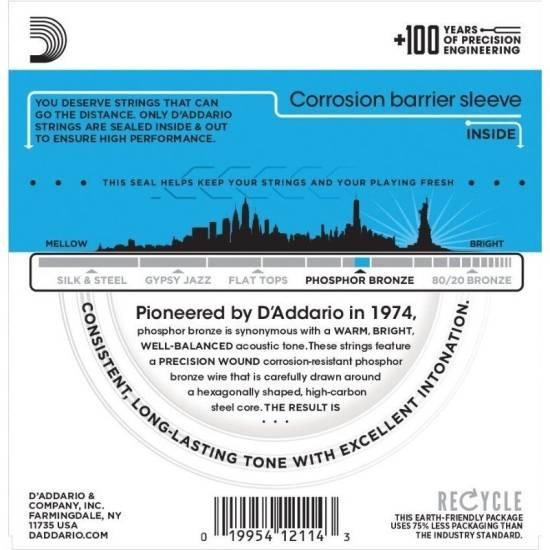 Струны для акустической гитары D'Addario EJ16 Phosphor Bronze Light Acoustic Guitar Strings 12/53 Одеса - фото 2