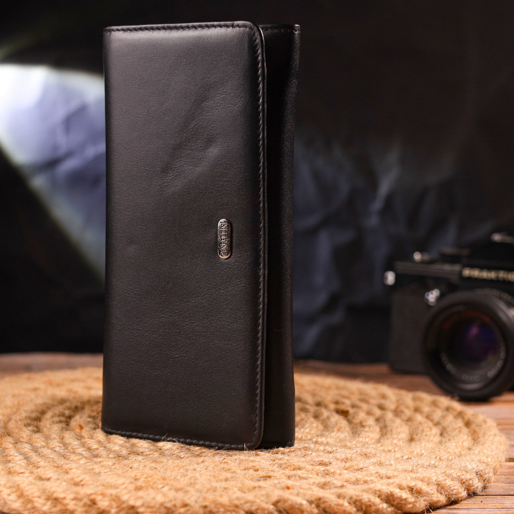 Місткий гаманець для жінок з натуральної гладкої шкіри CANPELLINI 21611 Чорний Київ - фото 3