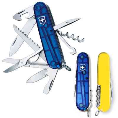 Нож Victorinox Huntsman Ukraine 91 мм Синьо-прозорий/Жовтий (1.3713.T2.8) Винница