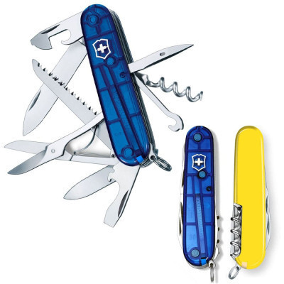 Нож Victorinox Huntsman Ukraine 91 мм Синьо-прозорий/Жовтий (1.3713.T2.8) Винница - изображение 1