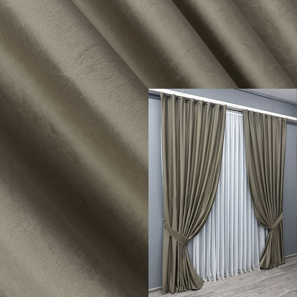 Комплект готових штор VR-Textil Оксамит (бархат) № 1656ш Капучино 200х290 см 2 шт (32-080) Київ - фото 1