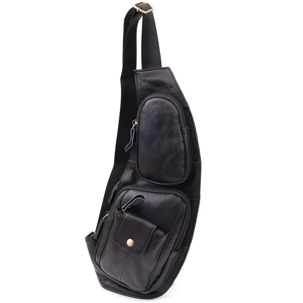 Чоловіча сумка з великою кількістю кишень із натуральної шкіри Чорний (Vintage) Київ - фото 5