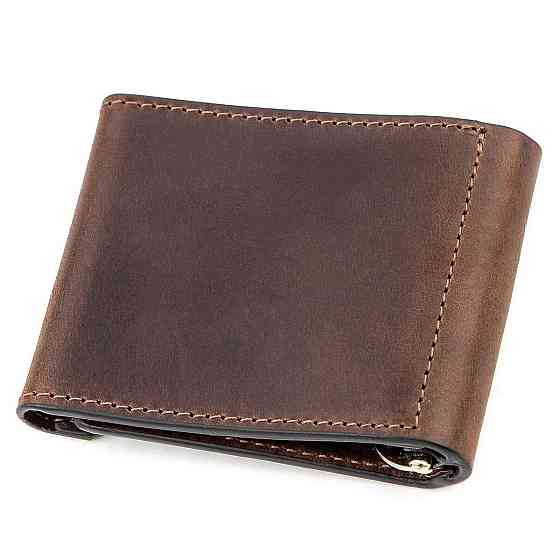 Затискач для грошей вінтажний Коричневий (GRANDE PELLE) Київ