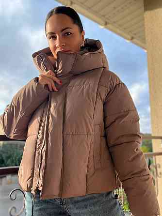 Куртка женская Lady Yep 9068 оверсайз укороченная надпись впереди с капюшоном one size, капучино, on Одесса