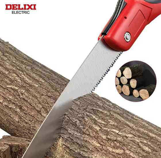 Ручная складная пила 180 мм DELIXE из прочной стали 42 см красно-черный Киев