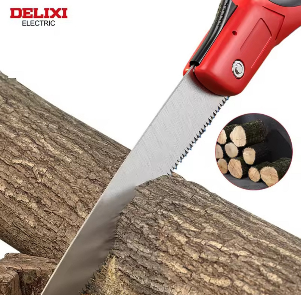 Ручная складная пила 180 мм DELIXE из прочной стали 42 см красно-черный Киев - изображение 4