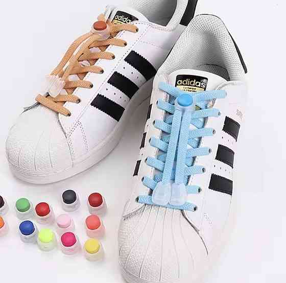 Шнурки еластичні без зав'язок з пластиковими фіксаторами Блакитний Смела