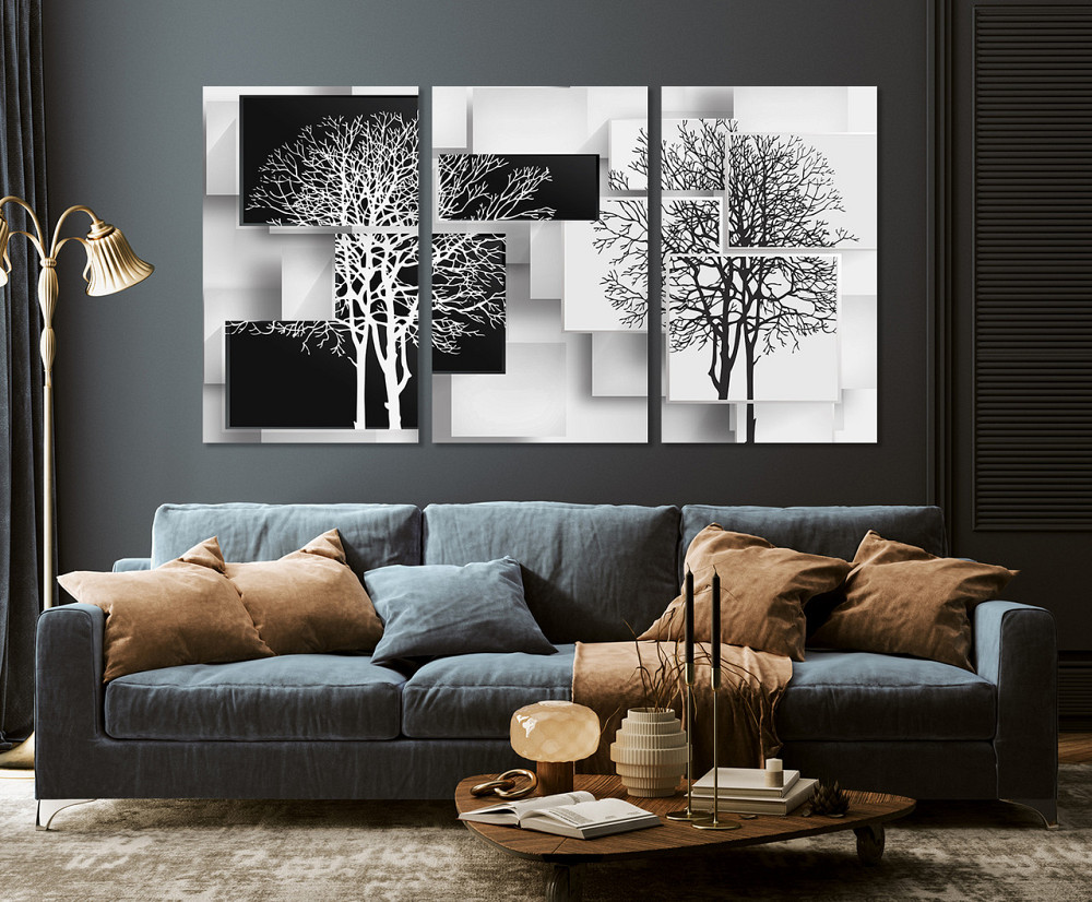 Модульная картина в гостиную / спальню  Чорне-Біле   ART-062_3A 70х130 см Киев - изображение 3