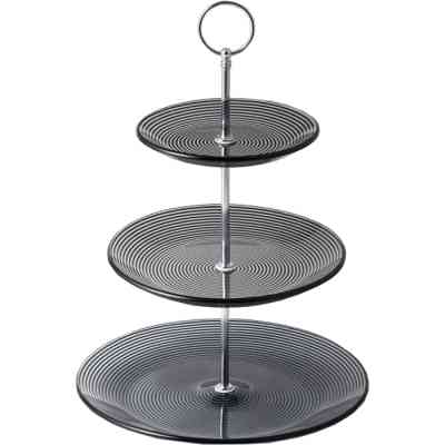 Фруктовница Viva Monaco Триярусна 25 / 20 / 15 см Чорна (S3020T/S3-Black) Винница