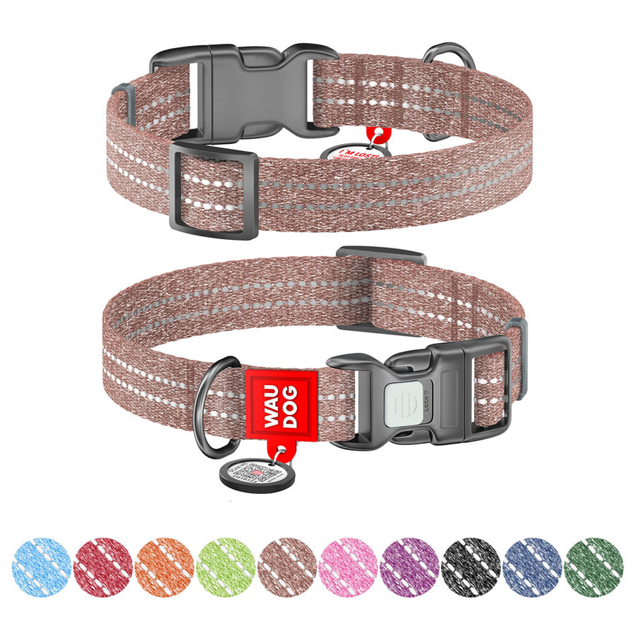 Нашийник WAUDOG Re-cotton з QR паспортом, відновлена бавовна, пластикова пряжка (ширина 20 мм, Коломыя - изображение 1