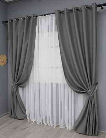 Комплект штор на люверсах VR-Textil Midnight № 1671ш 150х270 см 2 шт Сірий (37-0208) Київ