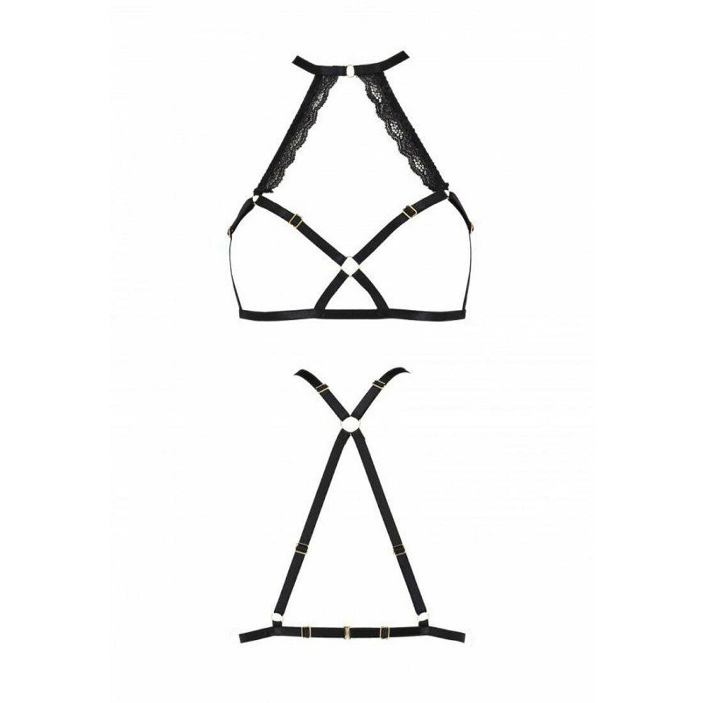 Портупея зі стреп із мереживом Passion Exclusive LORRY BRA XXL/XXXL, black, стрінги в комплекті Sex Aura Київ - фото 5