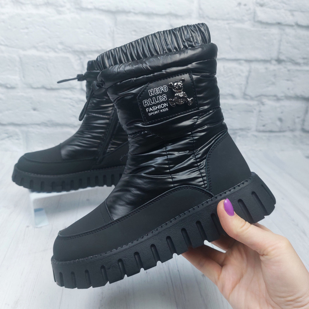 Детские зимние дутики термо черные для девочек  34,35 Николаев - изображение 2