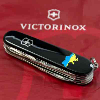 Ніж Victorinox Huntsman Ukraine Black "Карта України Жовто-Блакитна" (1.3713.3_T1166u) Вінниця
