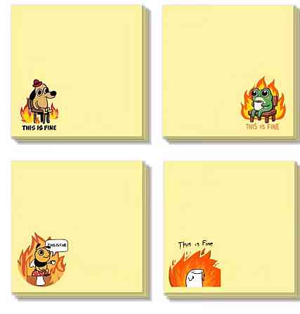 Набор липких заметок 4 шт по 50 листов This Is Fine клейкие стикеры Киев