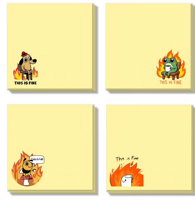 Набір липких нотаток 4 шт по 50 аркушів This Is Fine клейкі стікери Київ - фото 4