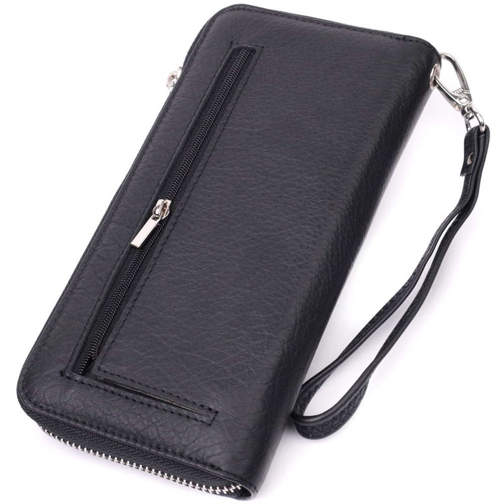 Шкіряний гаманець-клатч з монетницею чорний (ST Leather) Київ - фото 18