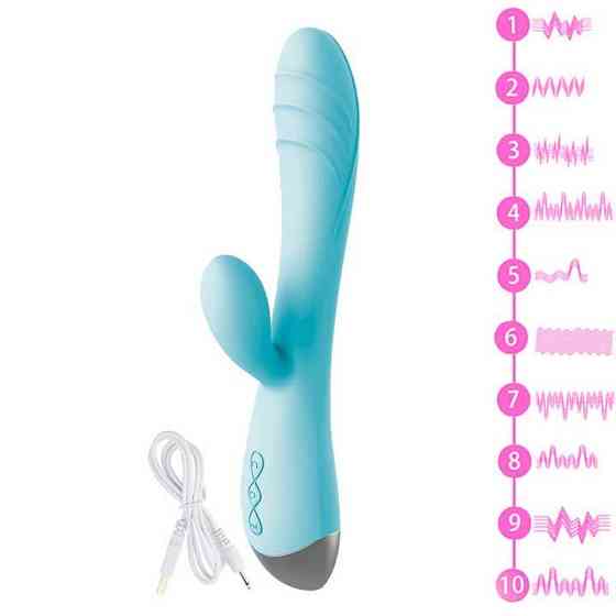 Вибратор кролик для клитора и точки G USB - Голубой – Вибраторы Винница