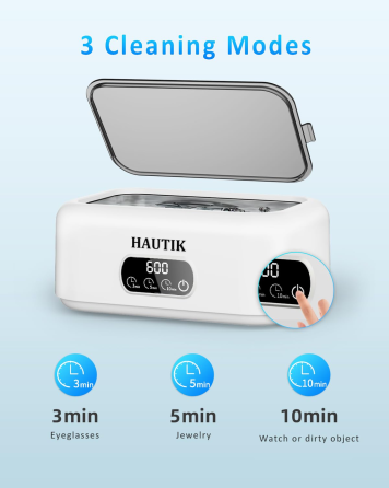 Ультразвуковой очиститель HAUTIK M9B201 700 мл, 49 кГц, цифровой таймер 180/300/600 с, для очков и украшений Киев