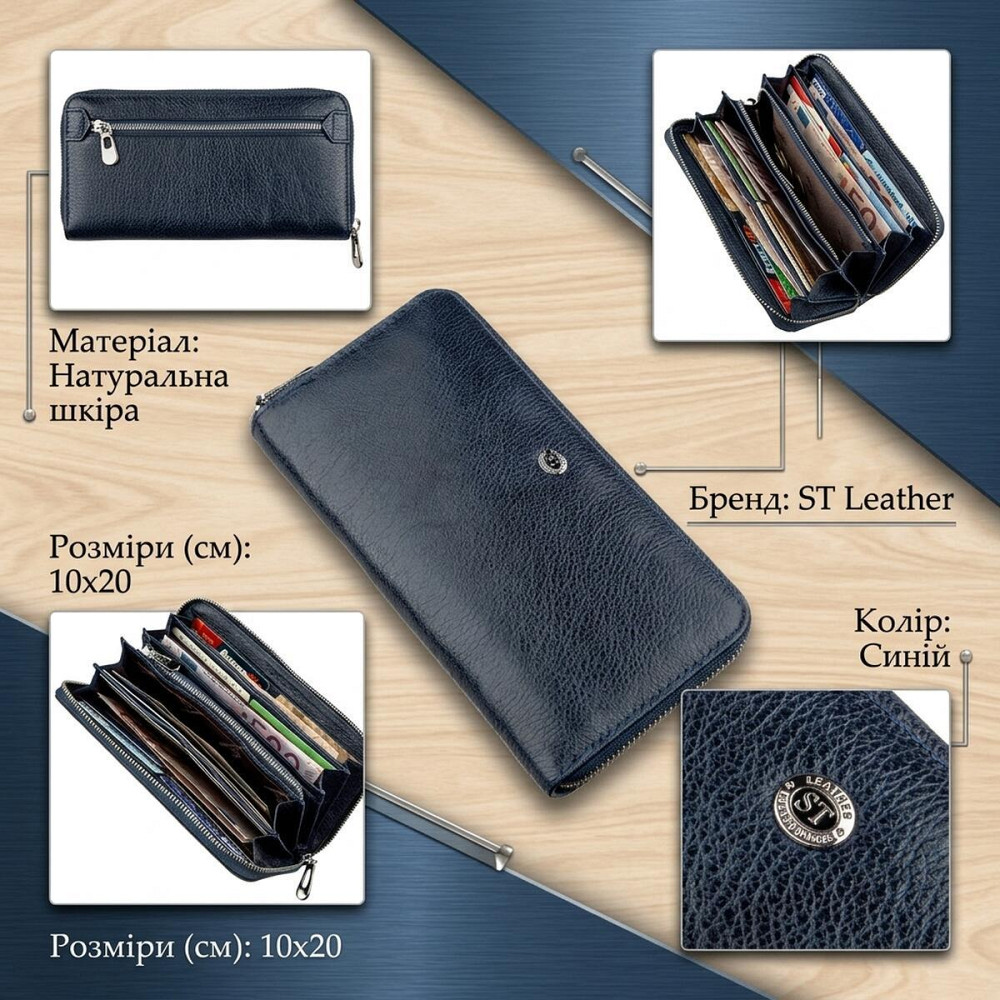 Вертикальный женский кошелек-клатч ST Leather 18864 Синий Киев - изображение 10