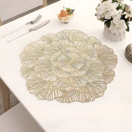 Сервірувальна серветка під гаряче ажурна, килимок сервірувальний килимок золотистий набір 2 шт Кам'янець-Подільський