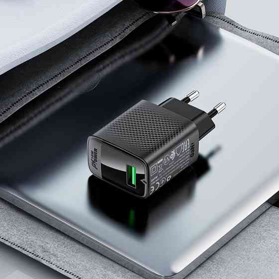 Мережевий зарядний пристрій з кабелем ACEFAST A90 QC18W GaN single USB-A charger set (P3) (EU) Black Одеса