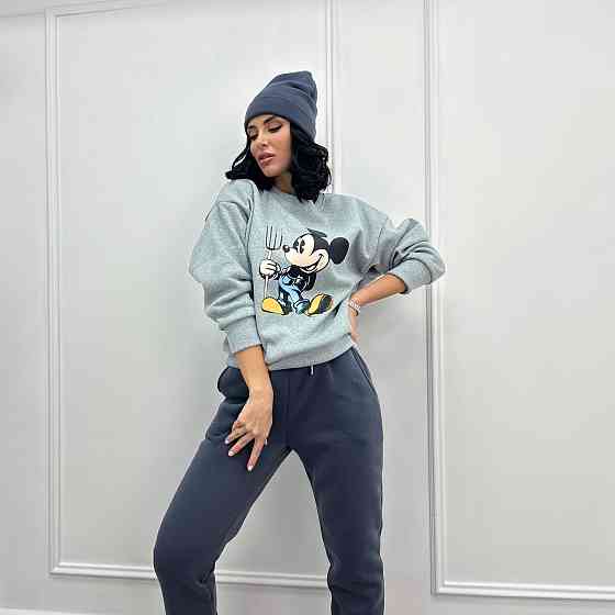 Двокольоровий спортивний костюм з шапкою "Minnie" оптом | Норма | Розпродаж моделі Графіт, 42-44 Київ