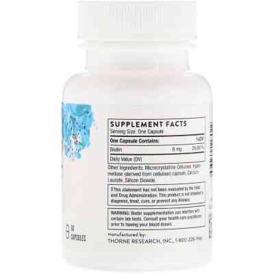 Вітамін Thorne Research Біотин, 8 Мг, 60 капсул (THR-11802) Вінниця