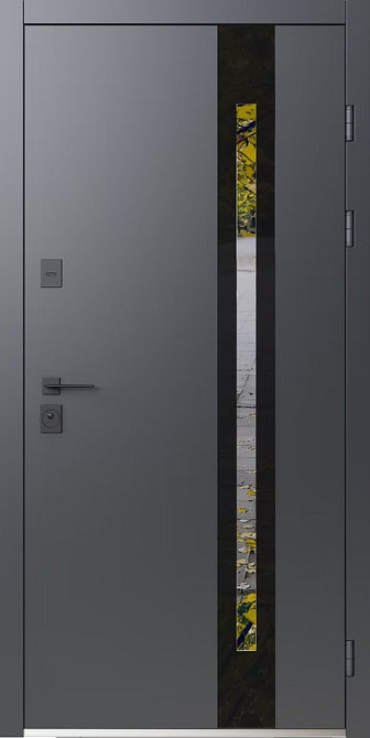 Двері вхідні SARMAK Елегант термо Афіна дерев'яна панель ArWood RAL 7016 / ПВХ антрацит 860х2040 мм Київ - фото 1