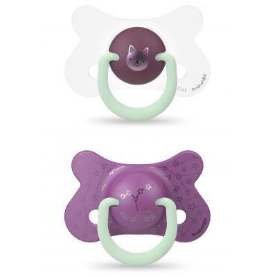 Пустышка Suavinex Фиолетовый котенок 4-18 мес 2 шт. ночная (307009) Винница - изображение 1