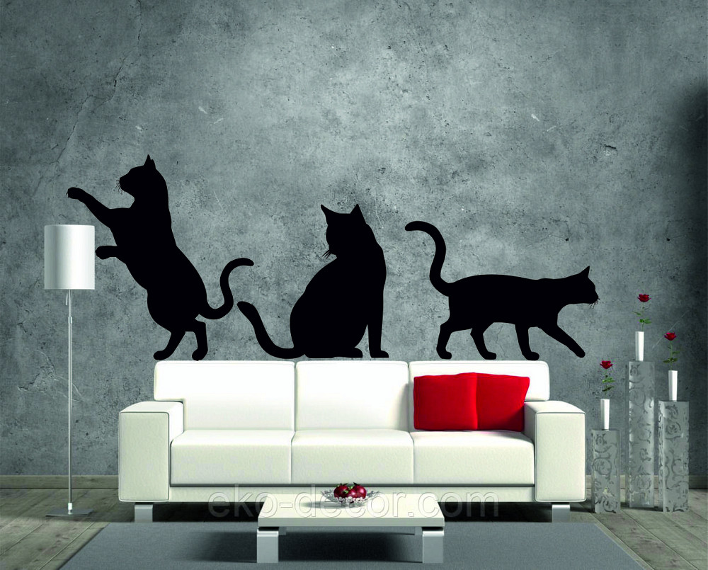 Декоративне настінне Панно «Коти», Декор на стіну 90*70 см. (3 шт.), Чорний Київ - фото 10