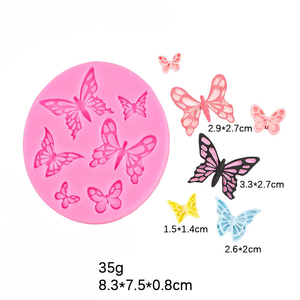 Молд силіконовий Метелики 83 на 75 мм рожевий Київ - фото 2