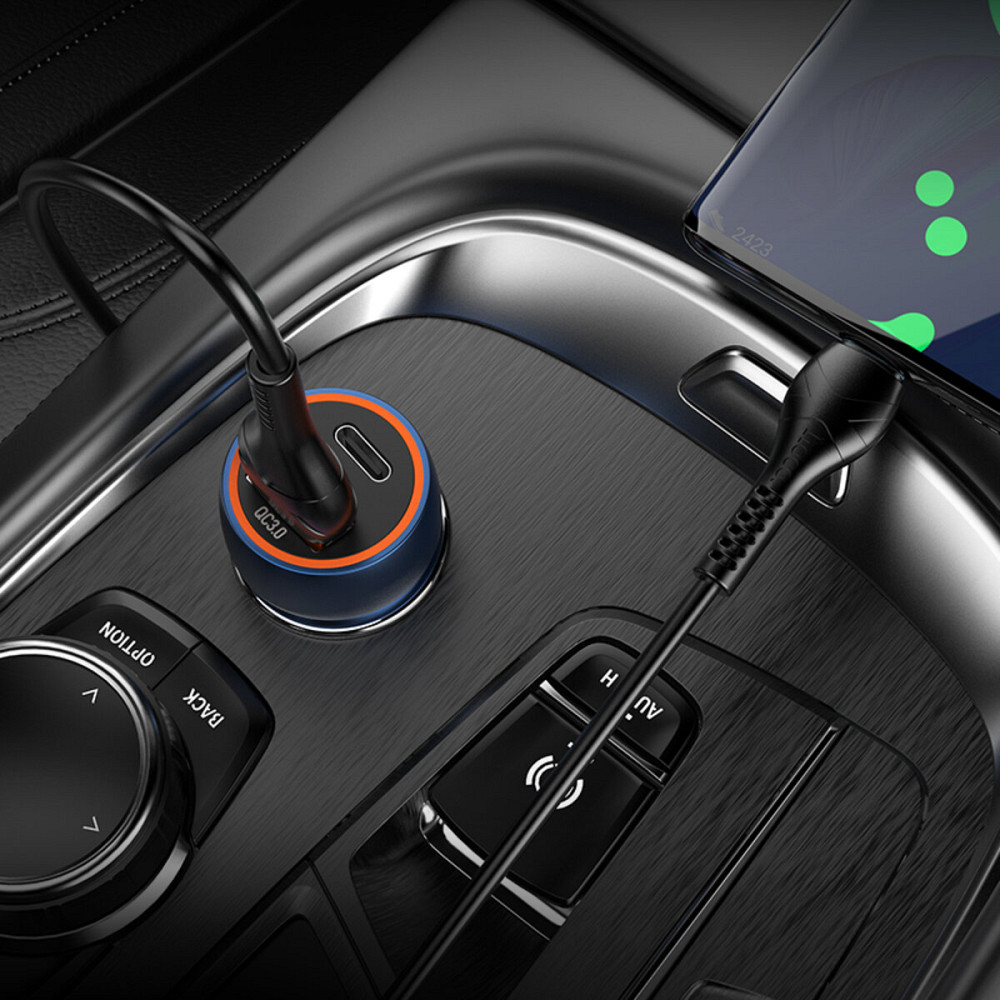 Автомобільний зарядний пристрій HOCO Z46A Blue whale PD20W+QC3.0 car charger Sapphire Blue Киев - изображение 5