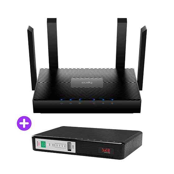 Комплект безперебійного зв’язку: WiFi 6 Mesh-маршрутизатор Cudy WR3000 + Mini UPS SKE POE-432N 8800mAh 5V/9V/12V/15V/24V/PoE, Киев