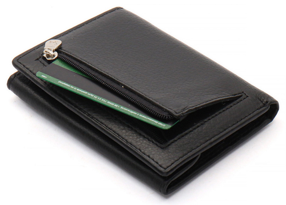 Черный мужской кошелек вертикального типа из натуральной кожи на магните Marco Coverna MC-1286 Каменское - изображение 3