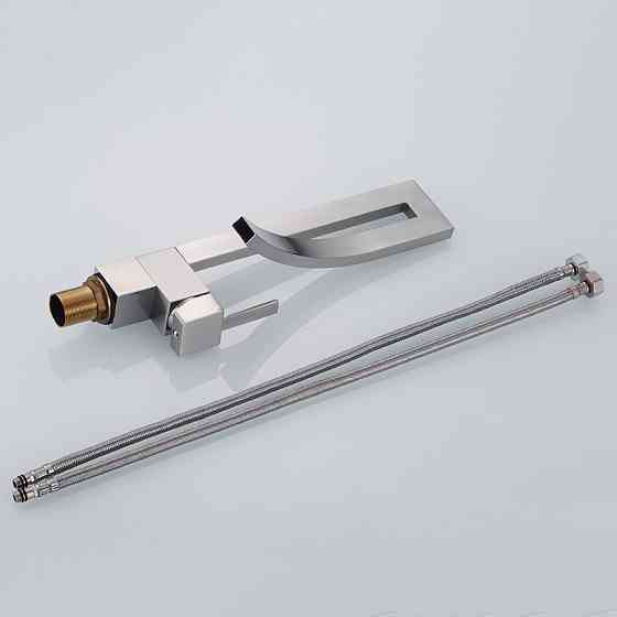 Смеситель дизайнерский для раковины однорычажный кран горизонтальный монтаж WanFan для ванны Никель Каменец-Подольский