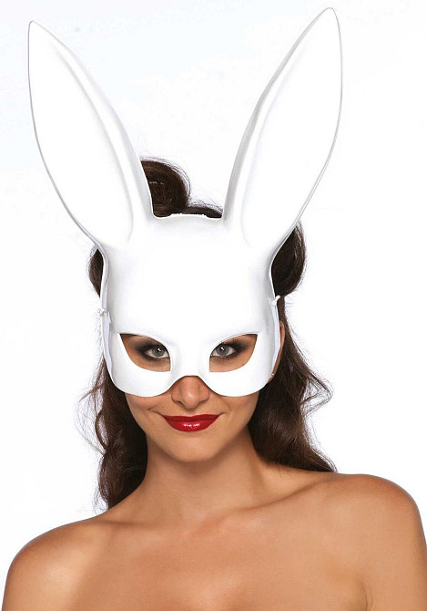 Маска кролика Leg Avenue Masquerade Rabbit Mask White, довгі вушка, на резинці Sex Aura Київ - фото 1