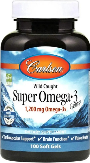 Рыбий жир для сердца Carlson Super Omega-3 1200 мг 100 капс Киев - изображение 1