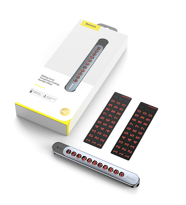 Паркувальна карта Baseus Sliding Cover Temporary Parking Number Plate Silver Київ - фото 2