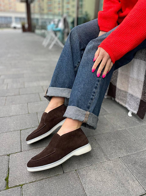 Лоферы женские Notta bene коричневые натуральная замша осень-весна размеры 36-40 (T-0224) Коломия - фото 10