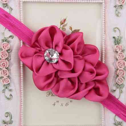 Ошатна пов'язка дитяча малинова - квітка 10см, розмір універсальний (на резинці) Київ