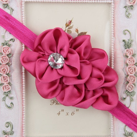Нарядная повязка детская малиновая - цветок 10см, размер универсальный (на резинке) Киев - изображение 1