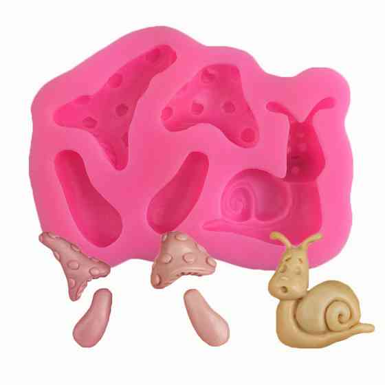 Молд силиконовый Улитка и грибы 85 на 52 мм розовый Киев
