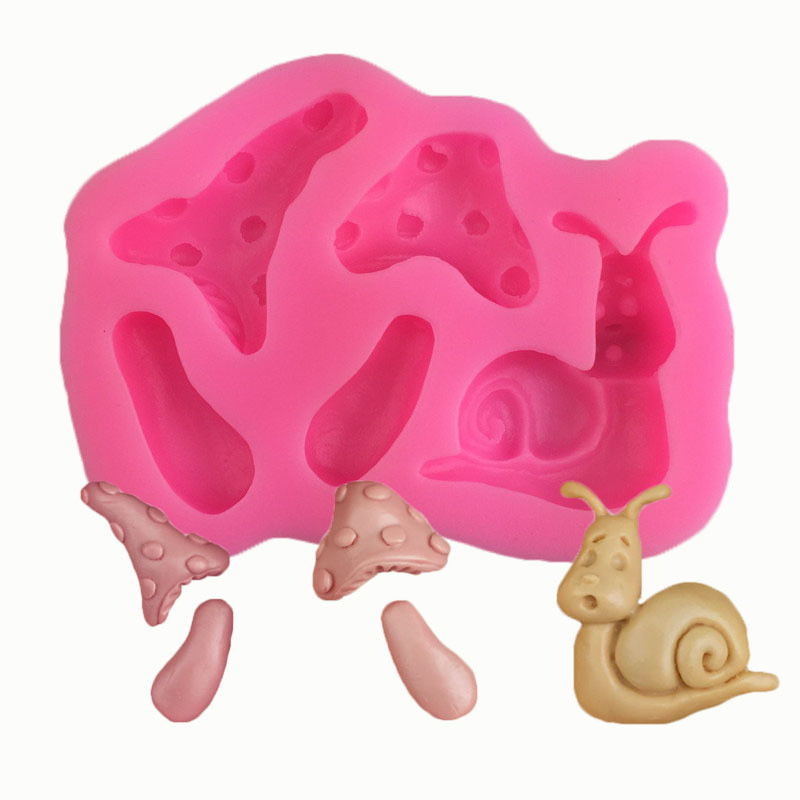 Молд силиконовый Улитка и грибы 85 на 52 мм розовый Киев - изображение 1