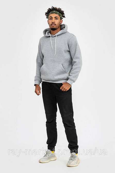 Худі базове утеплене Ray Basic чоловічий сірий меланж (U0401M-Grey Heather) XL Київ - фото 4