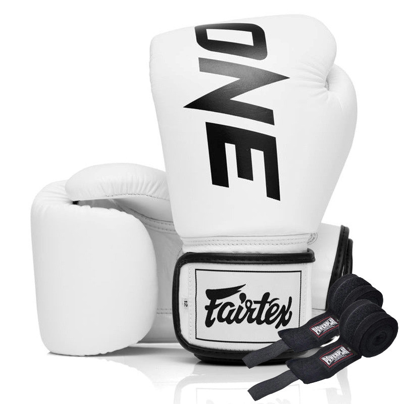 Боксерські рукавиці Fairtex BGV1-ONE (натуральна шкіра) White 12 унцій (бинти в комплекті) Кам'янське - фото 1