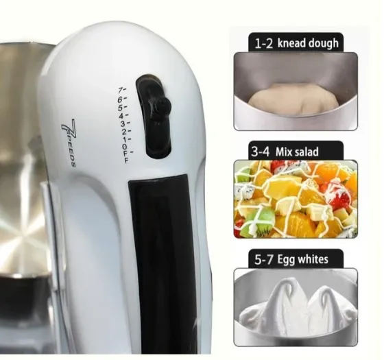 Электрический миксер Sokany SK-133 180Вт, 7 скоростей, венчики и крюки из нержавеющей стали, для теста и взбивания Одесса